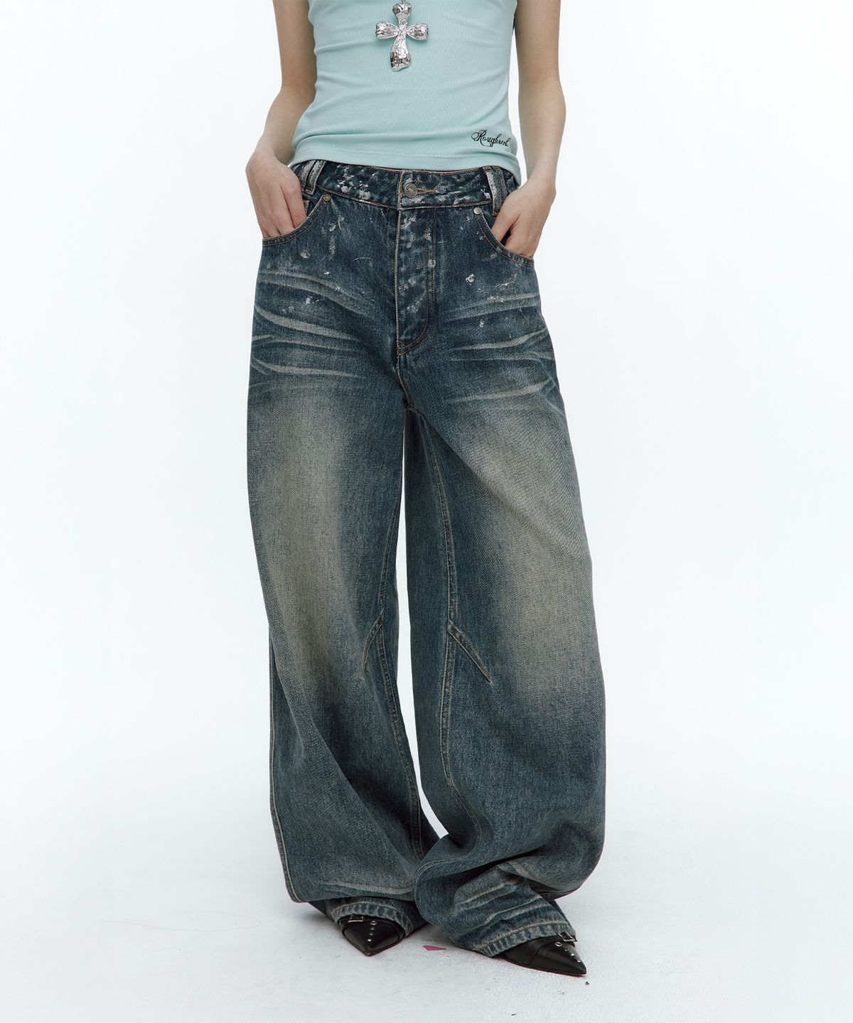 러프넥(ROUGHNECK) Silver Painting Denim