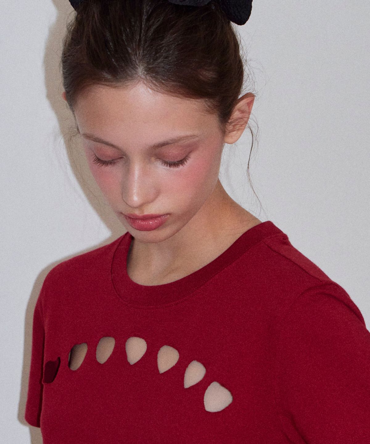 로긴 앤 로지(ROGIN N ROSIE) Heart Punching Cotton T-shirt Red