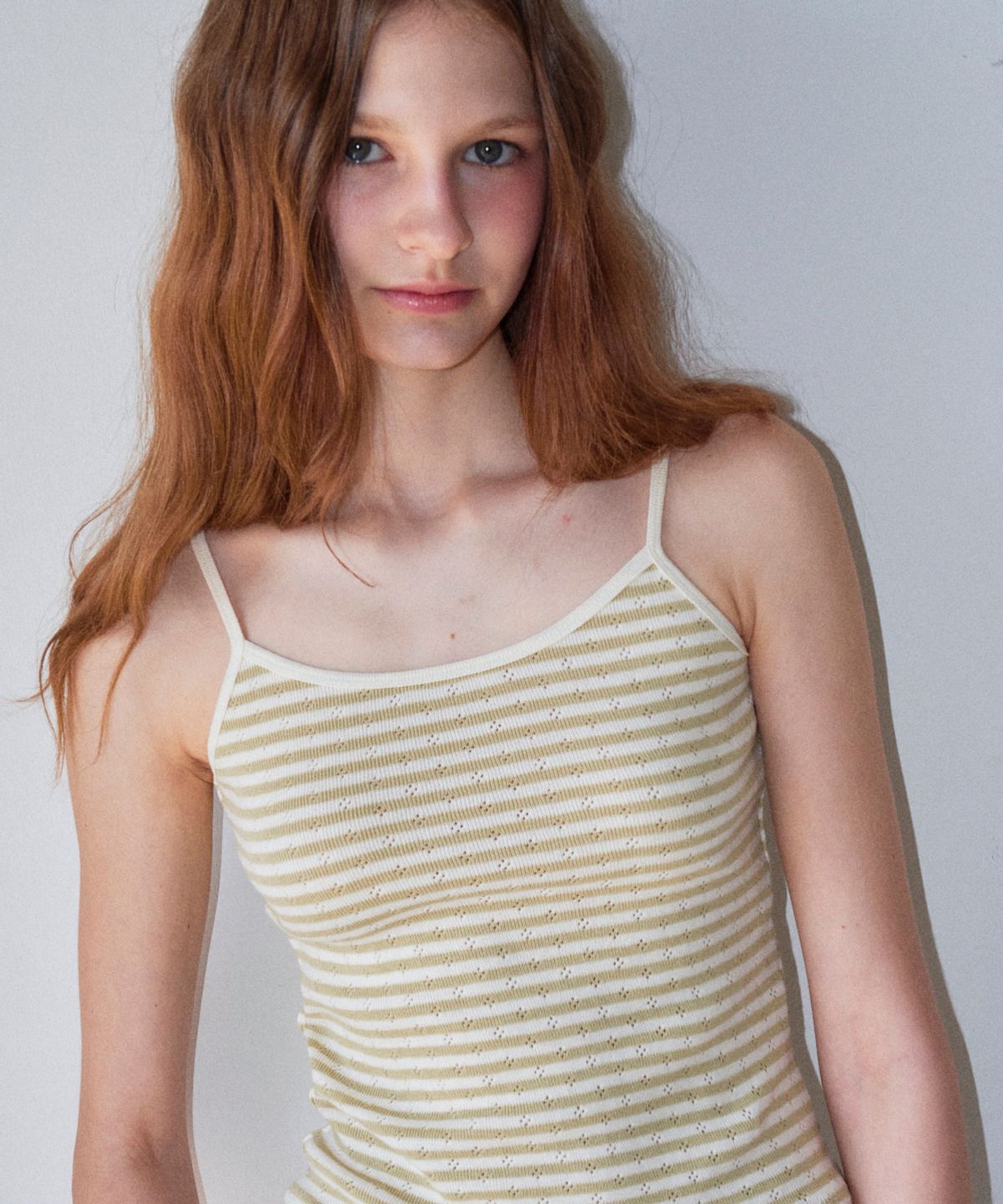 로긴 앤 로지(ROGIN N ROSIE) Stripe Rip Slim Sleeveless Khaki