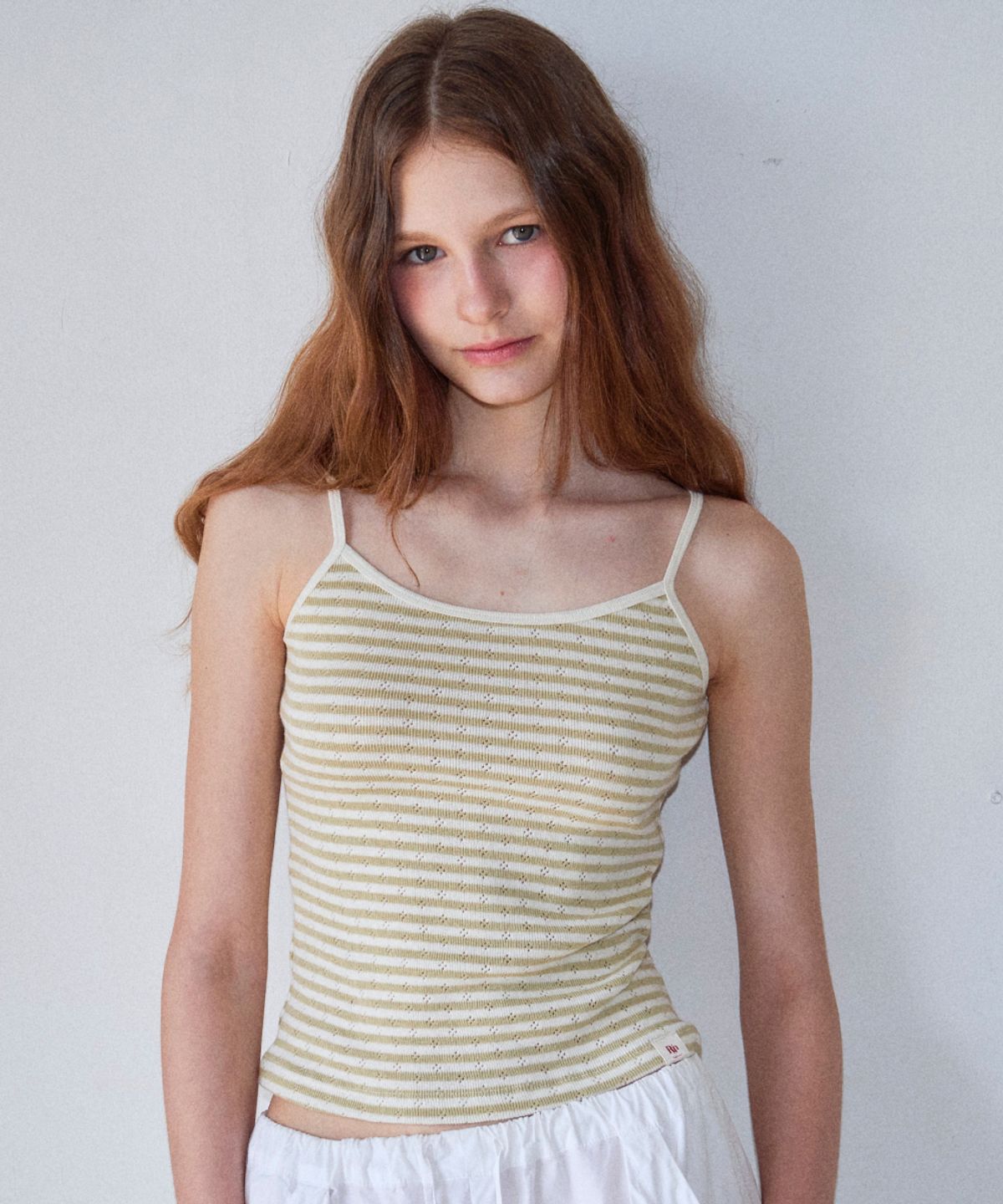 로긴 앤 로지(ROGIN N ROSIE) Stripe Rip Slim Sleeveless Khaki