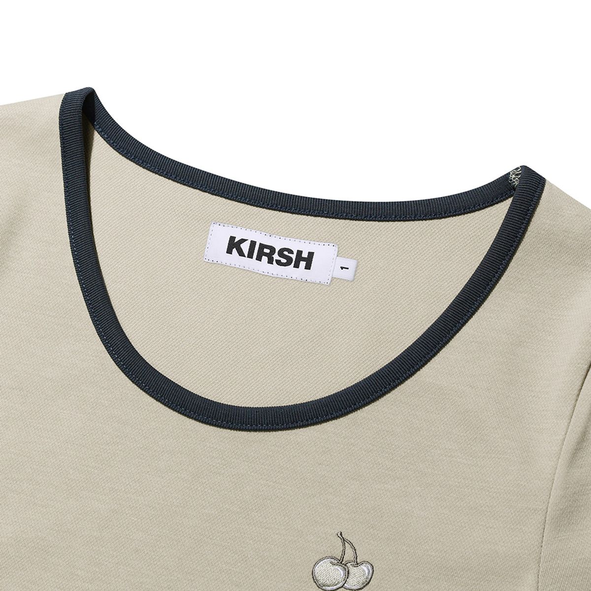 키르시(KIRSH) 스몰 체리 라운드넥 드레스 [라이트 카키]