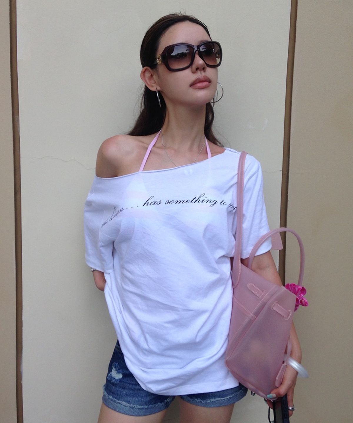라티젠(LARTIGENT) QUEEN ONE-SHOULDER T-SHIRT(WHITE)