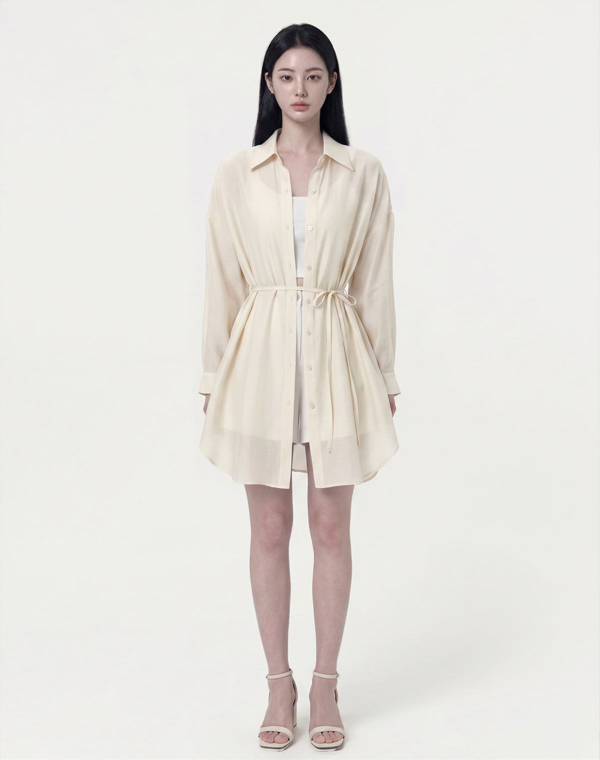 지에마르(GIEMAR) COLLAR HALF DRESS IVORY 카라 하프 드레스 아이보리