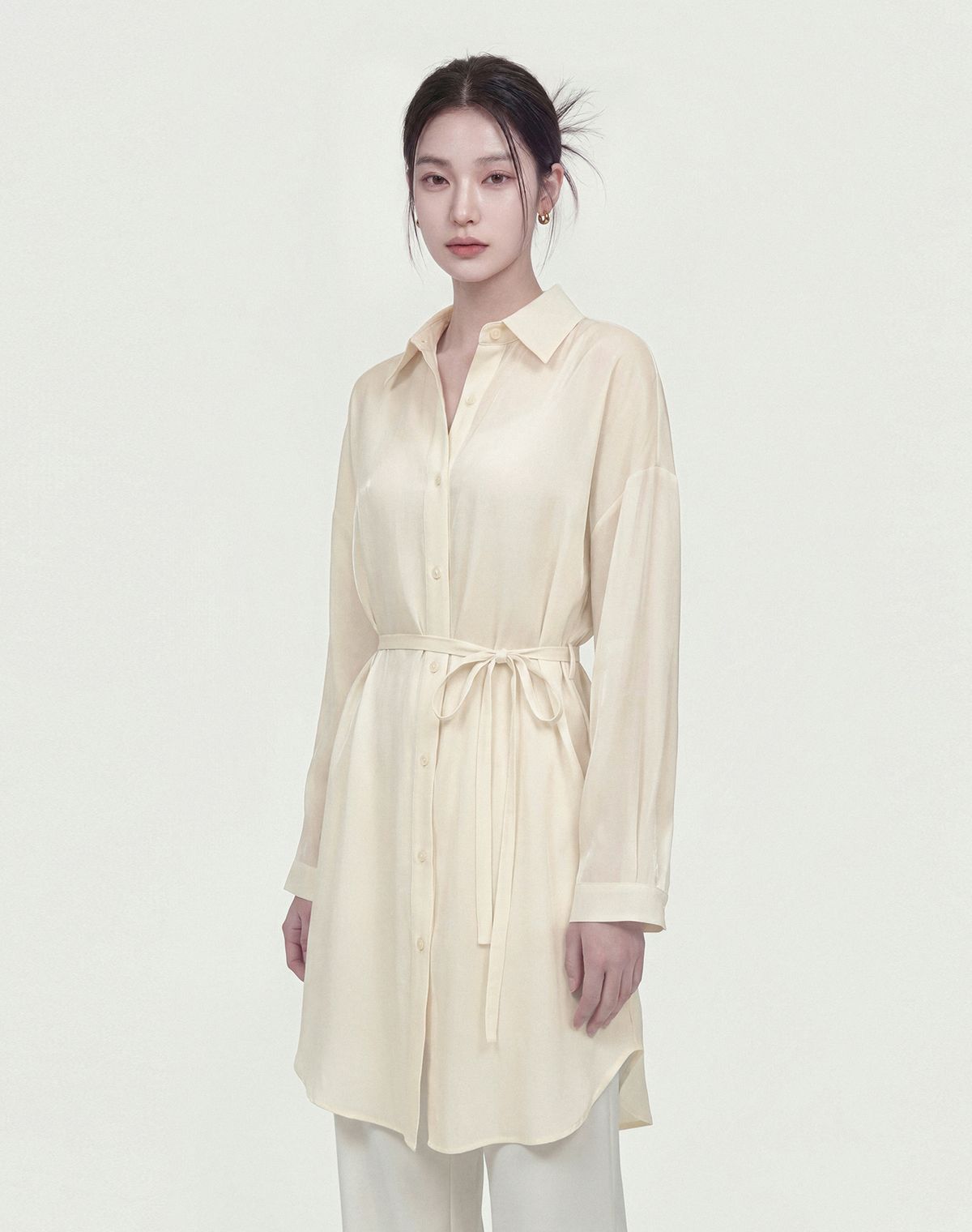 지에마르(GIEMAR) COLLAR HALF DRESS IVORY 카라 하프 드레스 아이보리