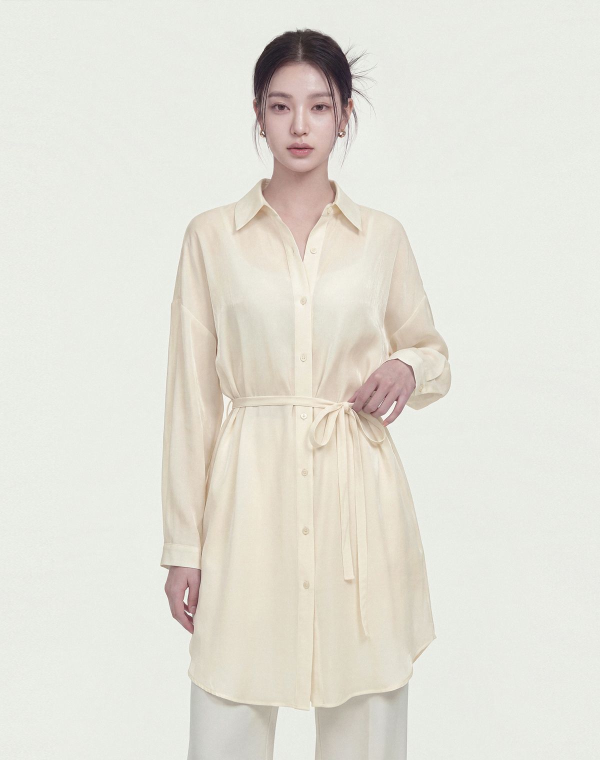 지에마르(GIEMAR) COLLAR HALF DRESS IVORY 카라 하프 드레스 아이보리