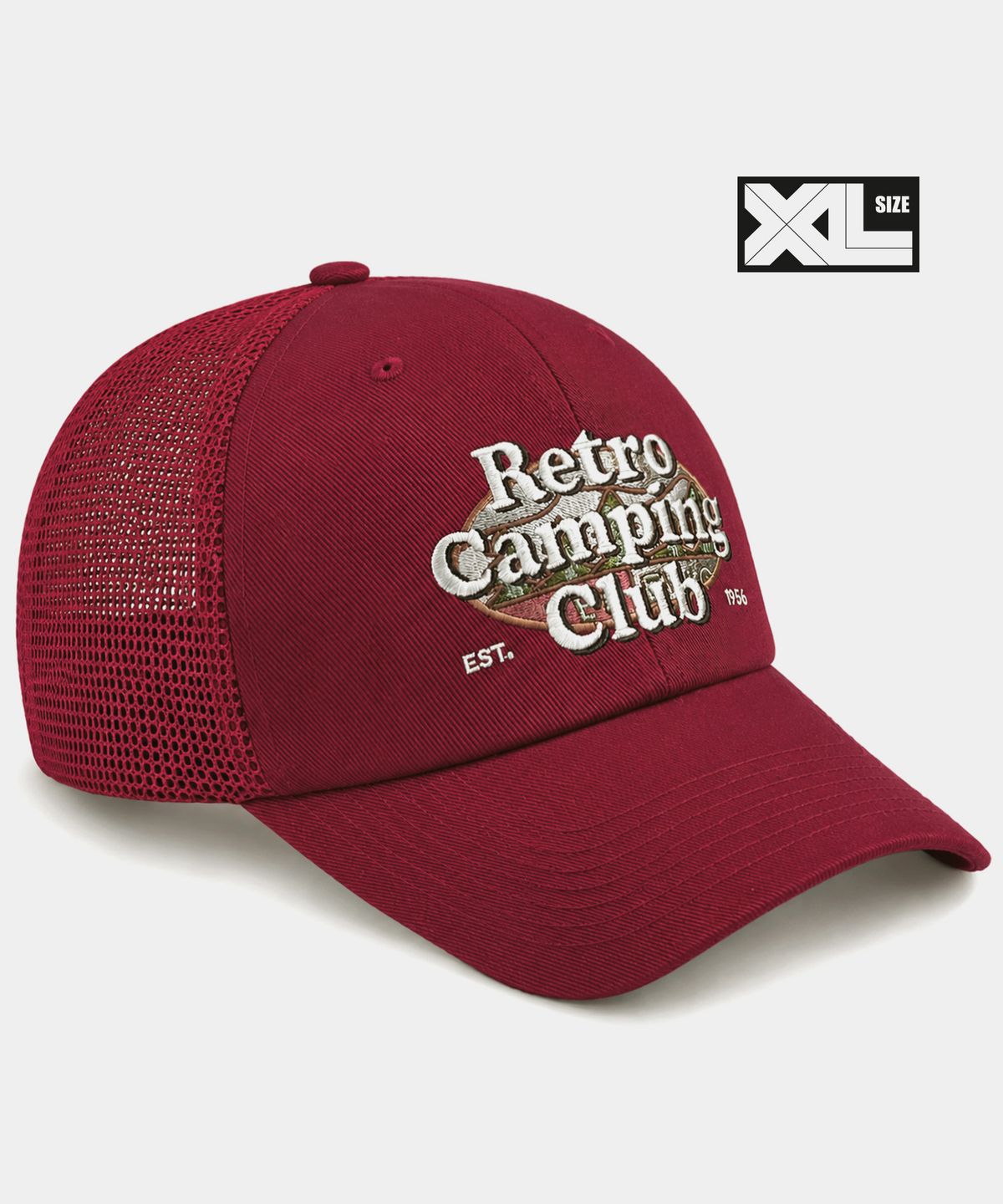 플래토(PLATEAU) 빅사이즈 메쉬 볼캡 XL RETRO CC CAP DARK RED