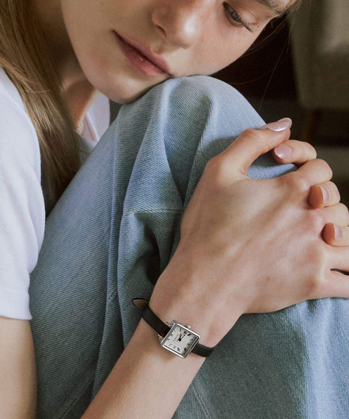 밀튼 스텔리(MILTON STELLE) Square Leather Watch MS-164S
