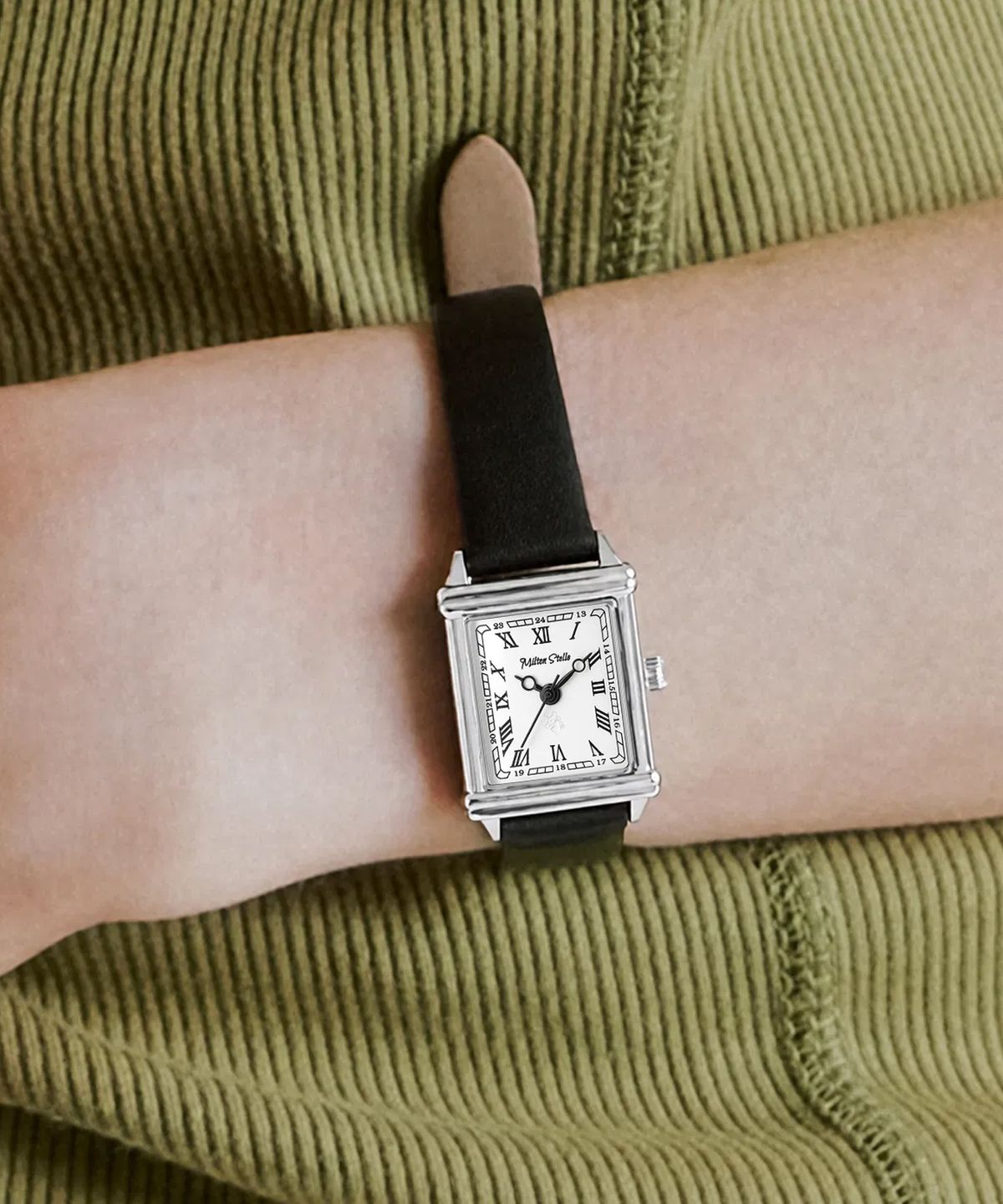 밀튼 스텔리(MILTON STELLE) Square Leather Watch MS-155S