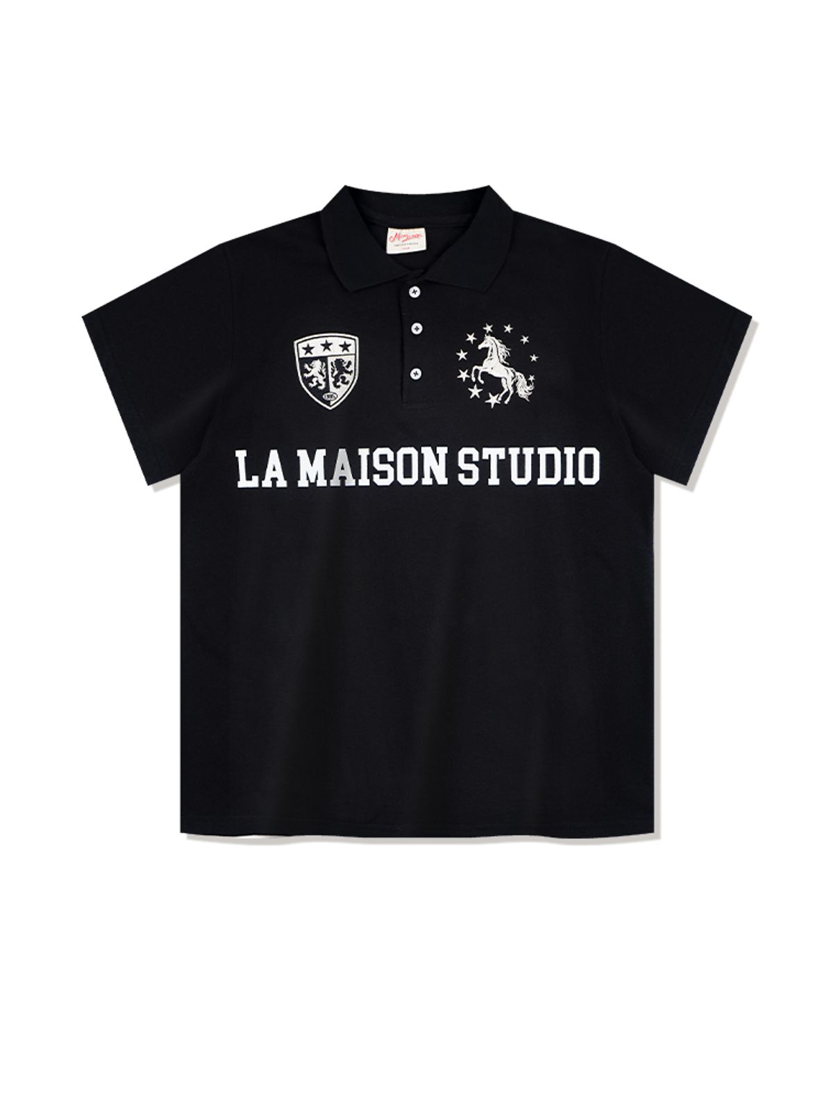 라 메종 스튜디오(LA MAISON STUDIO) 스타홀스 폴로 크롭 반팔 티셔츠 블랙(FCG2TS818M)