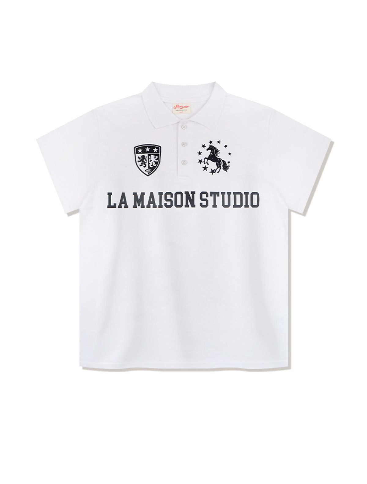 라 메종 스튜디오(LA MAISON STUDIO) 스타홀스 폴로 크롭 반팔 티셔츠 화이트(FCG2TS818M)