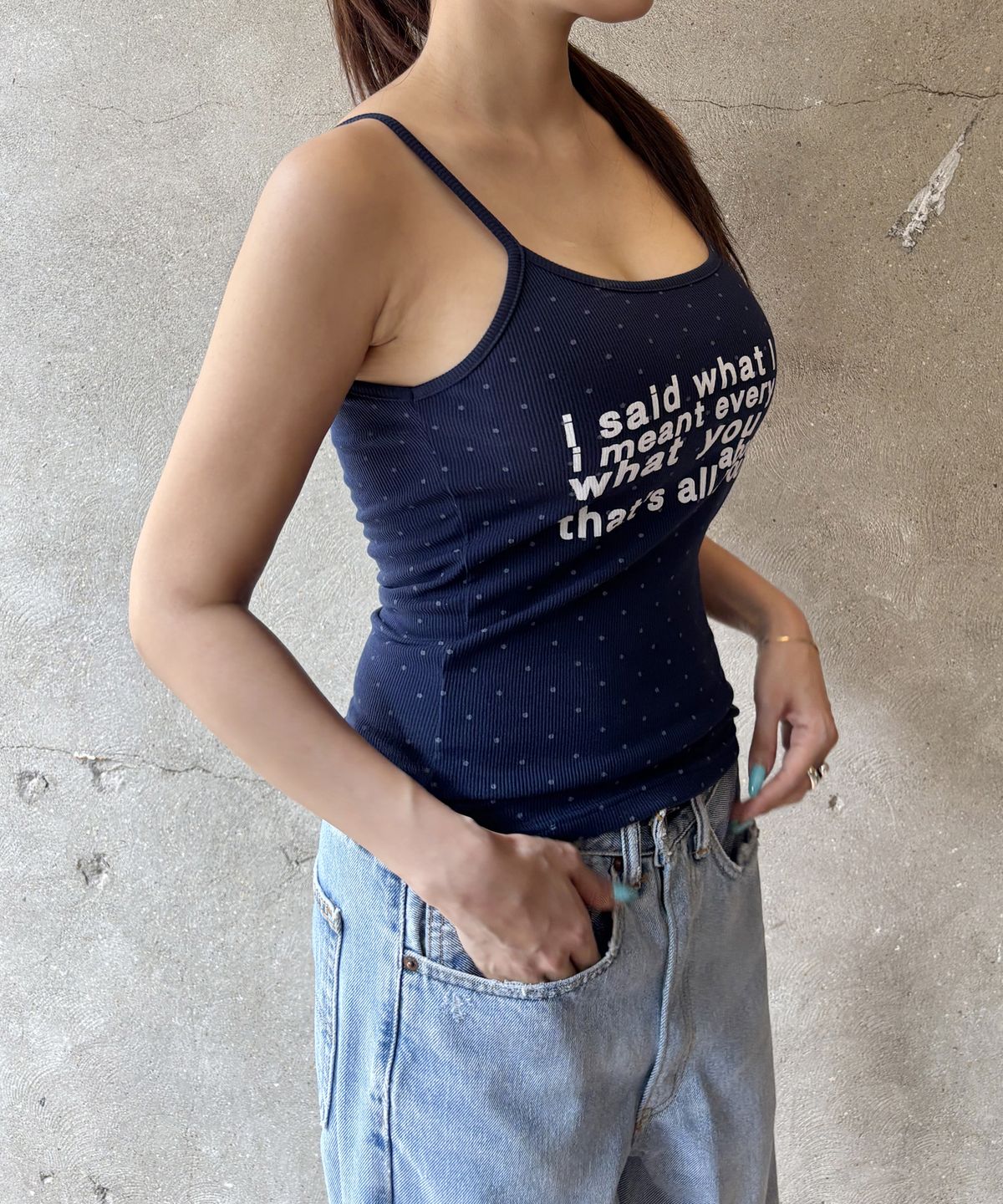 크루치(KRUCHI) i said what I said  Sleeveless (NAVY)