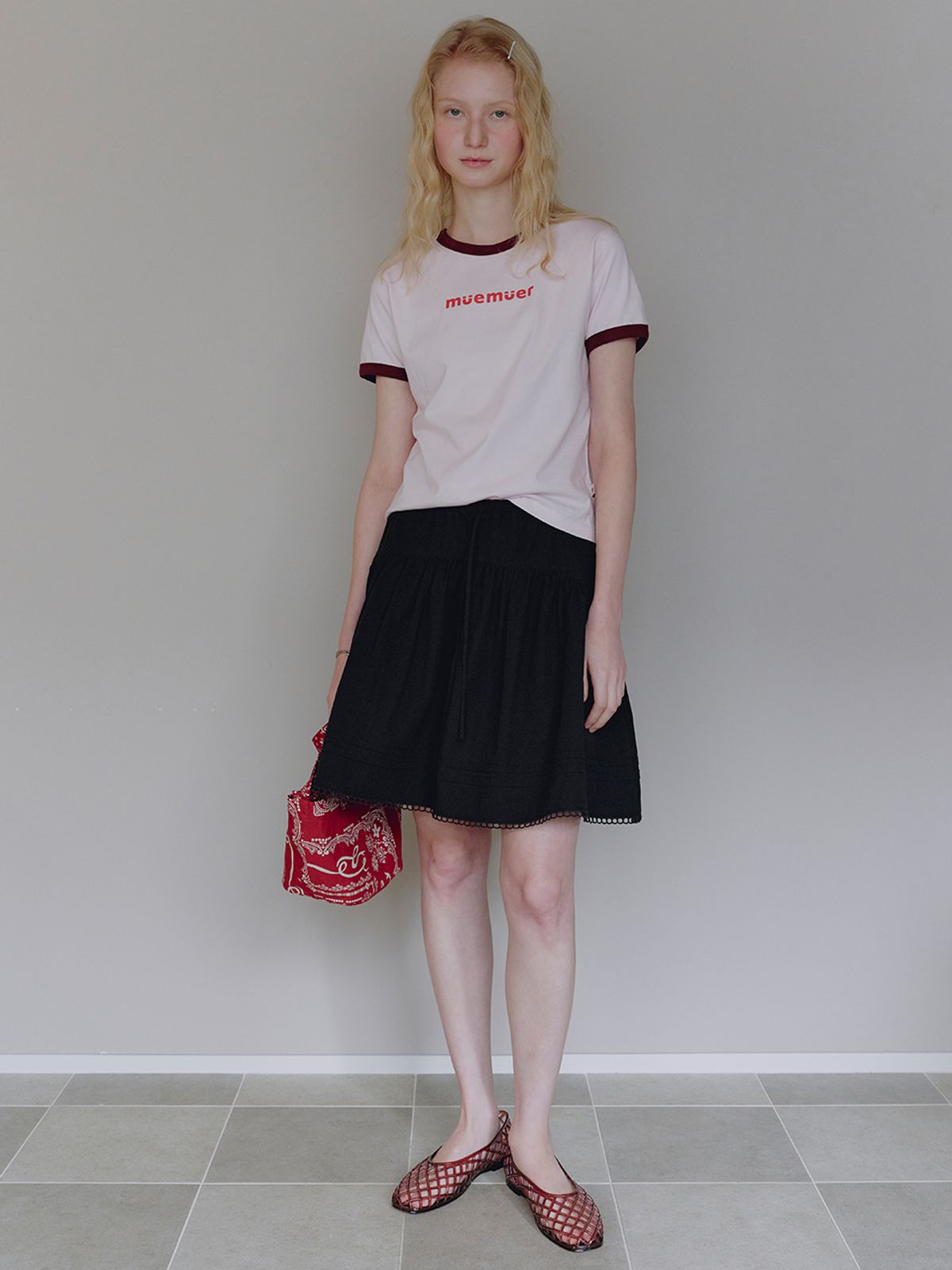 뮈뮈에르(MUEMUER) Pintuck Banding Mini Skirt MU2634SK309M