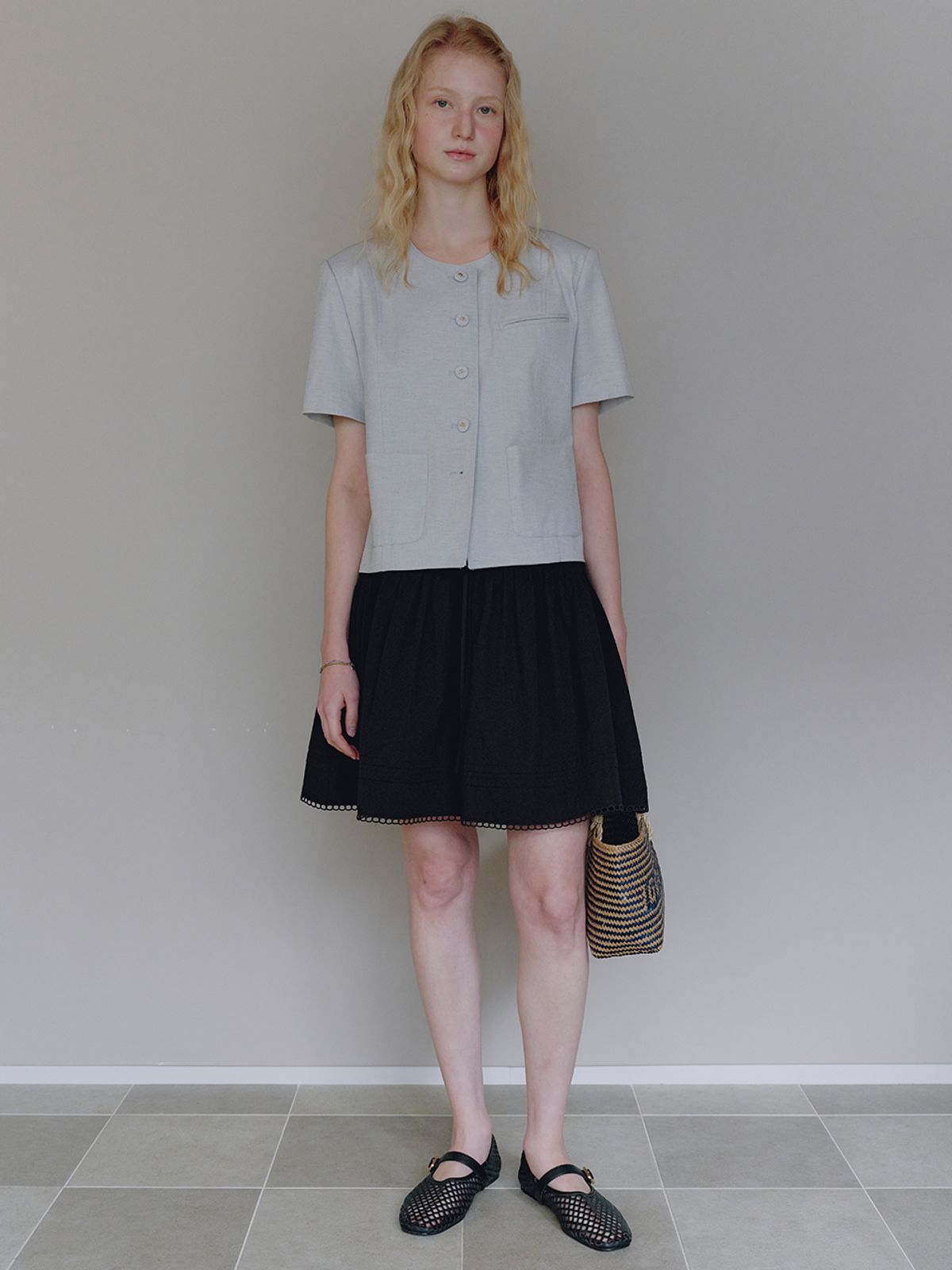 뮈뮈에르(MUEMUER) Pintuck Banding Mini Skirt MU2634SK309M