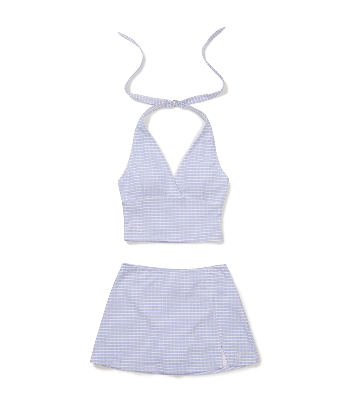 클로브(CLOVE) [26SM clove] Gingham Halter Tankini (Sky Blue)