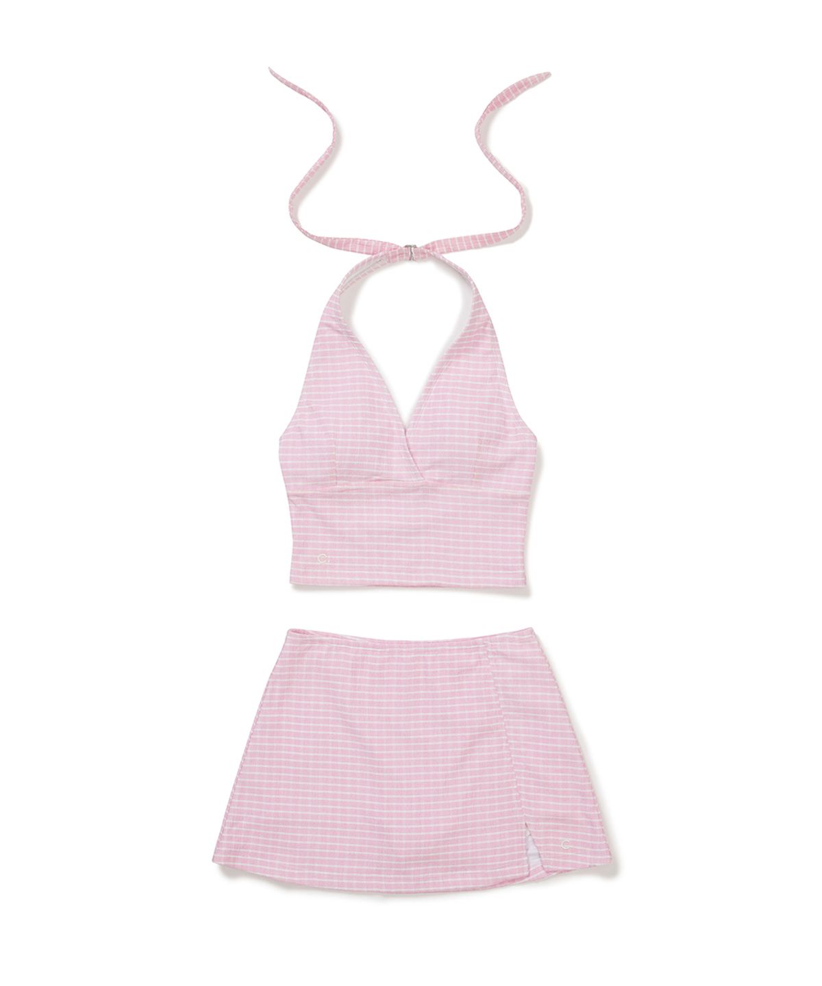 클로브(CLOVE) [26SM clove] Gingham Halter Tankini (Pink)