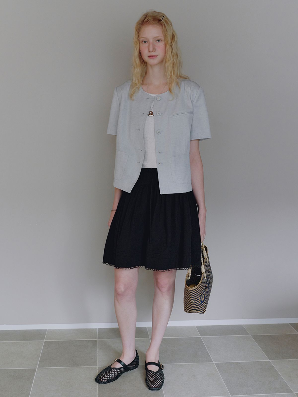 뮈뮈에르(MUEMUER) Classic No-Collar Jacket MU2634JK304M