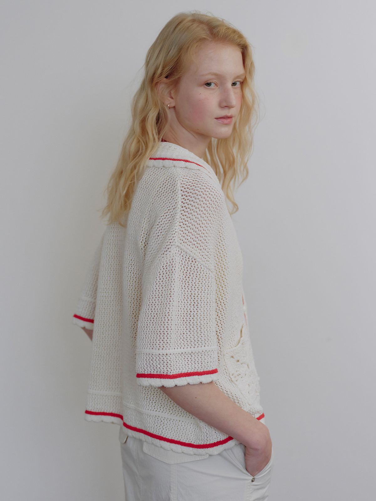 뮈뮈에르(MUEMUER) Crochet Pocket Cardigan MU2634CD303M