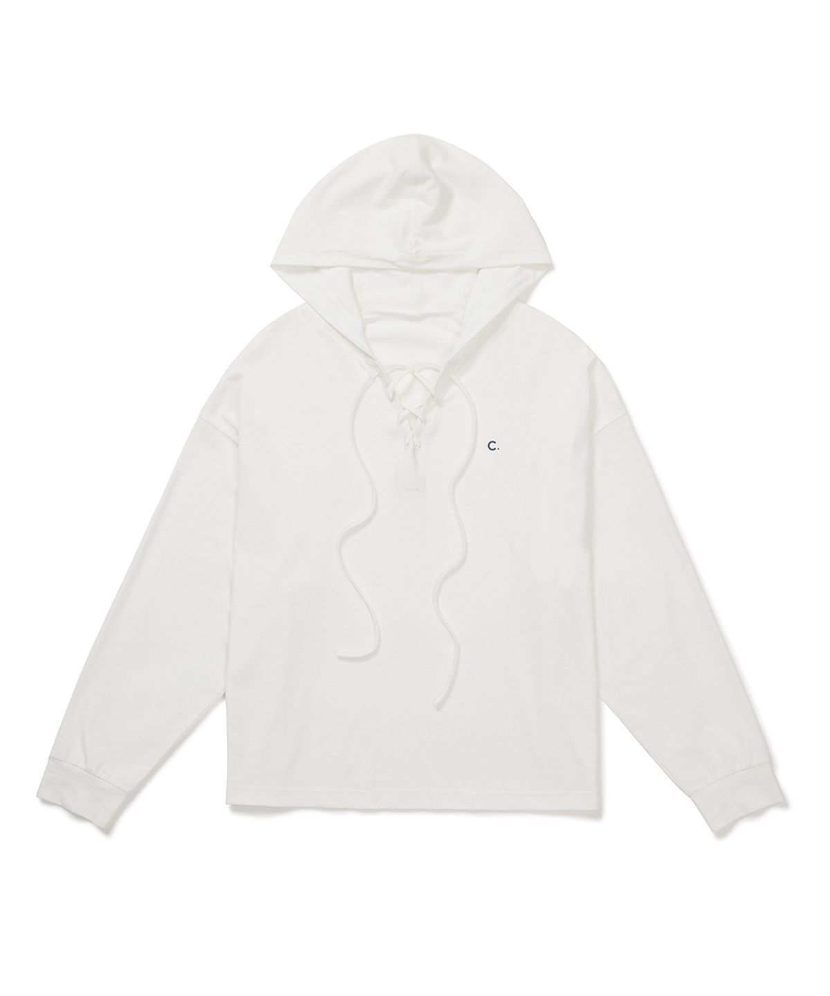 클로브(CLOVE) [26SM clove] Deep V Lace-Up Cotton Top (White)