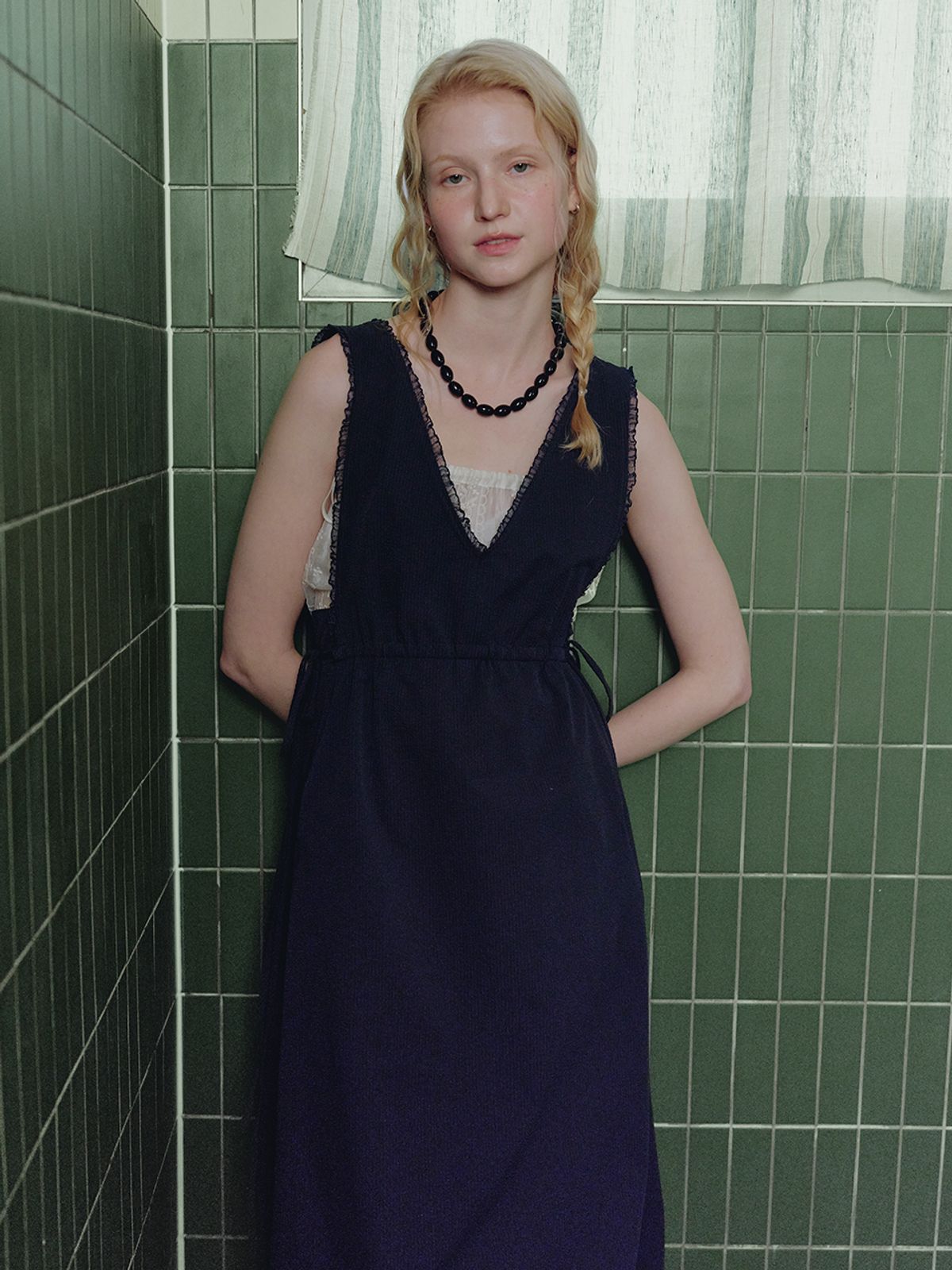 뮈뮈에르(MUEMUER) Seersucker Pinafore Dress MU2635OP312M
