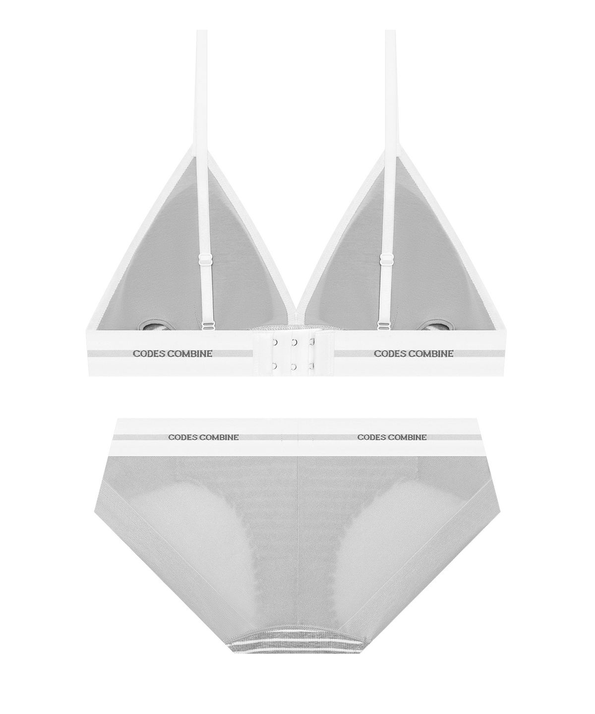 코데즈컴바인 이너웨어(CODES COMBINE INNERWEAR) 서프 스트라이프 와이드밴드 브라렛 햄팬티 세트_멜란지그레이