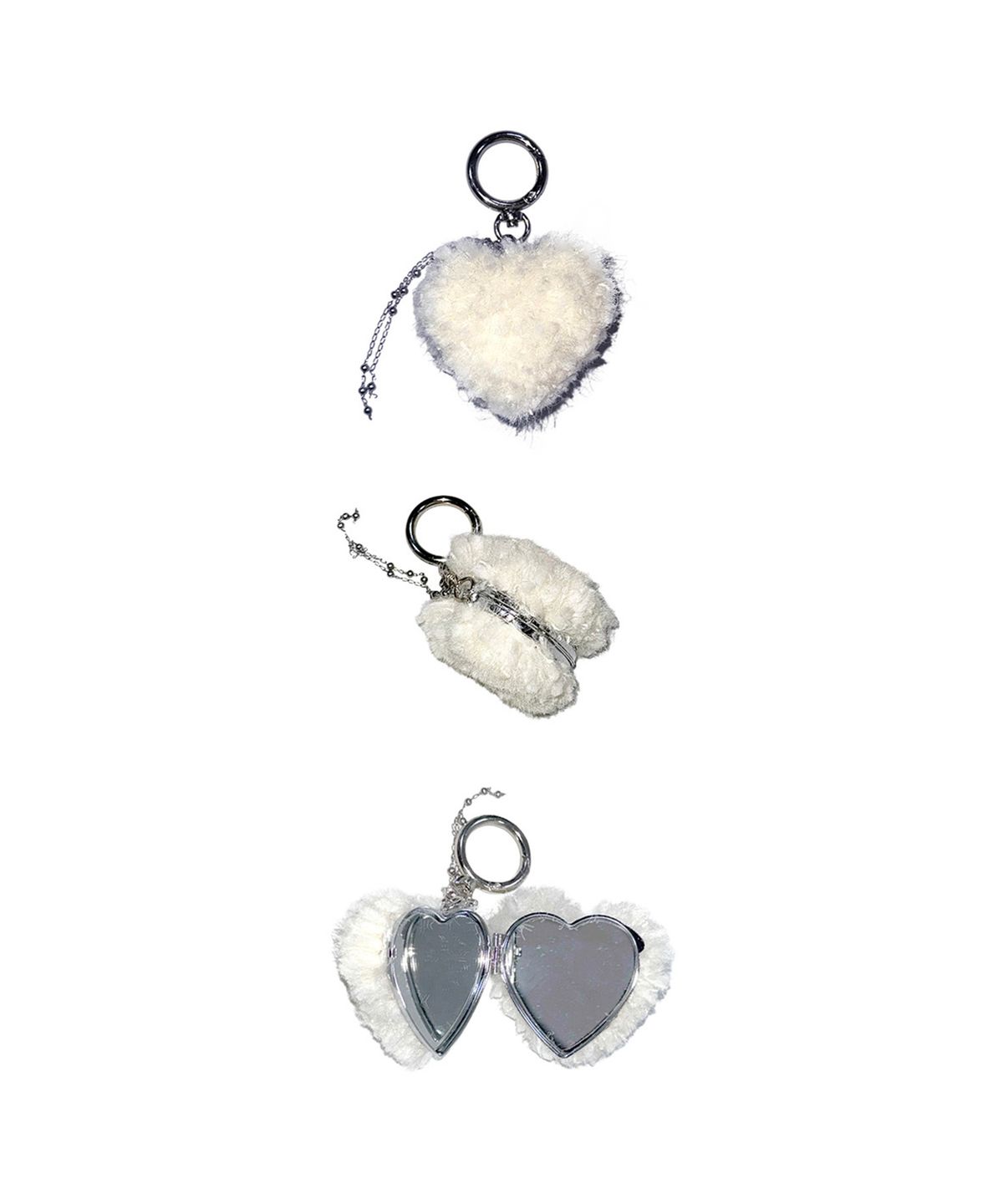 시묘무드(SIMYOMOOD) [핸드메이드/터프팅] TUFTED HEART MIRROR KEYRING (4colors)
