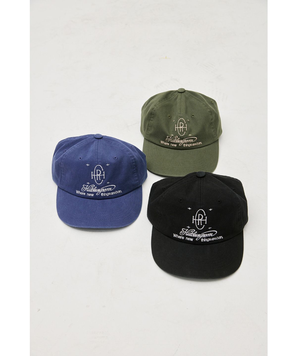 해칭룸(HATCHINGROOM) Logo Cap Washed Black