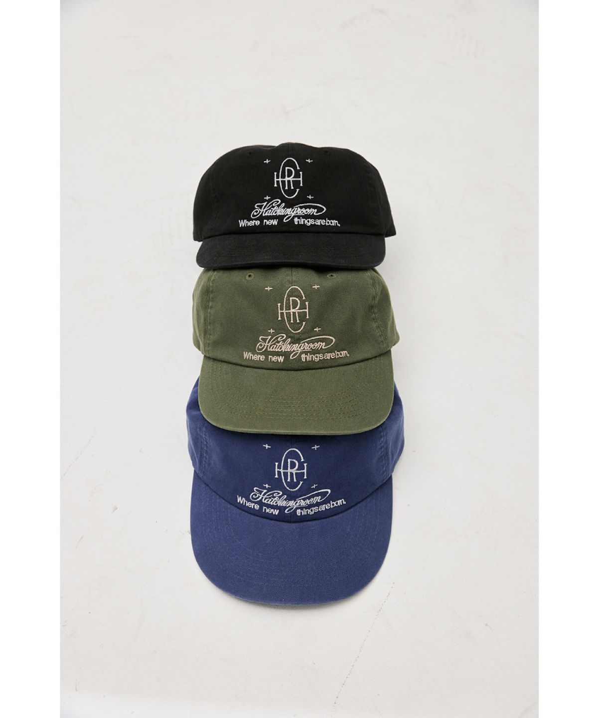해칭룸(HATCHINGROOM) Logo Cap Washed Black