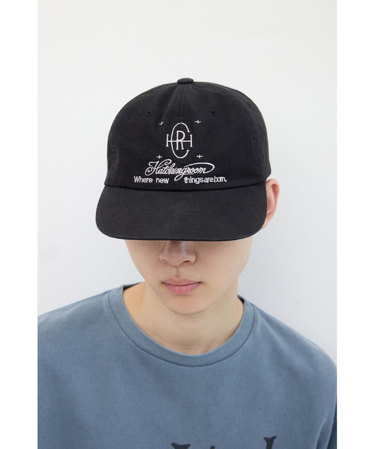 해칭룸(HATCHINGROOM) Logo Cap Washed Black
