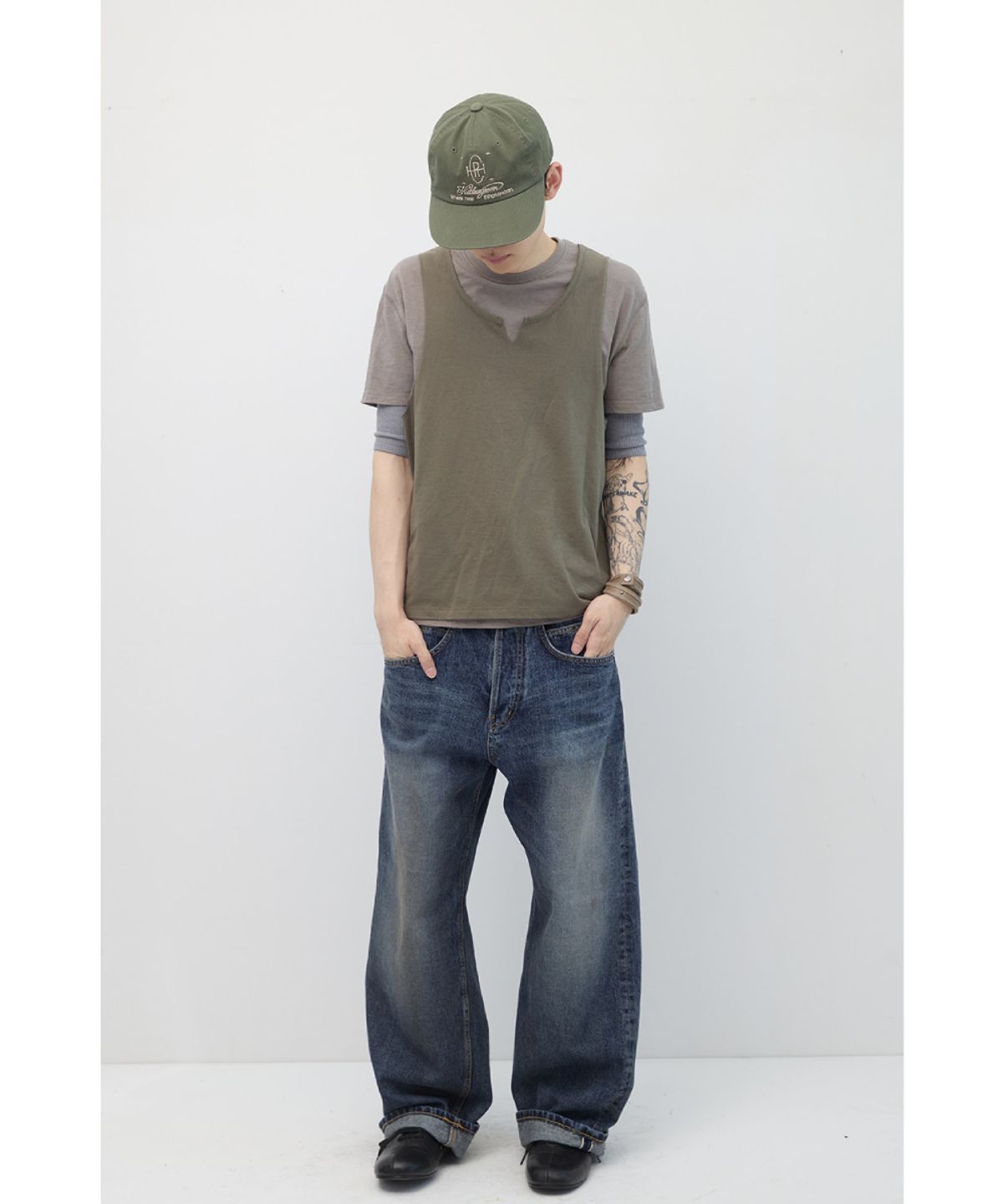 해칭룸(HATCHINGROOM) Logo Cap Washed Khaki