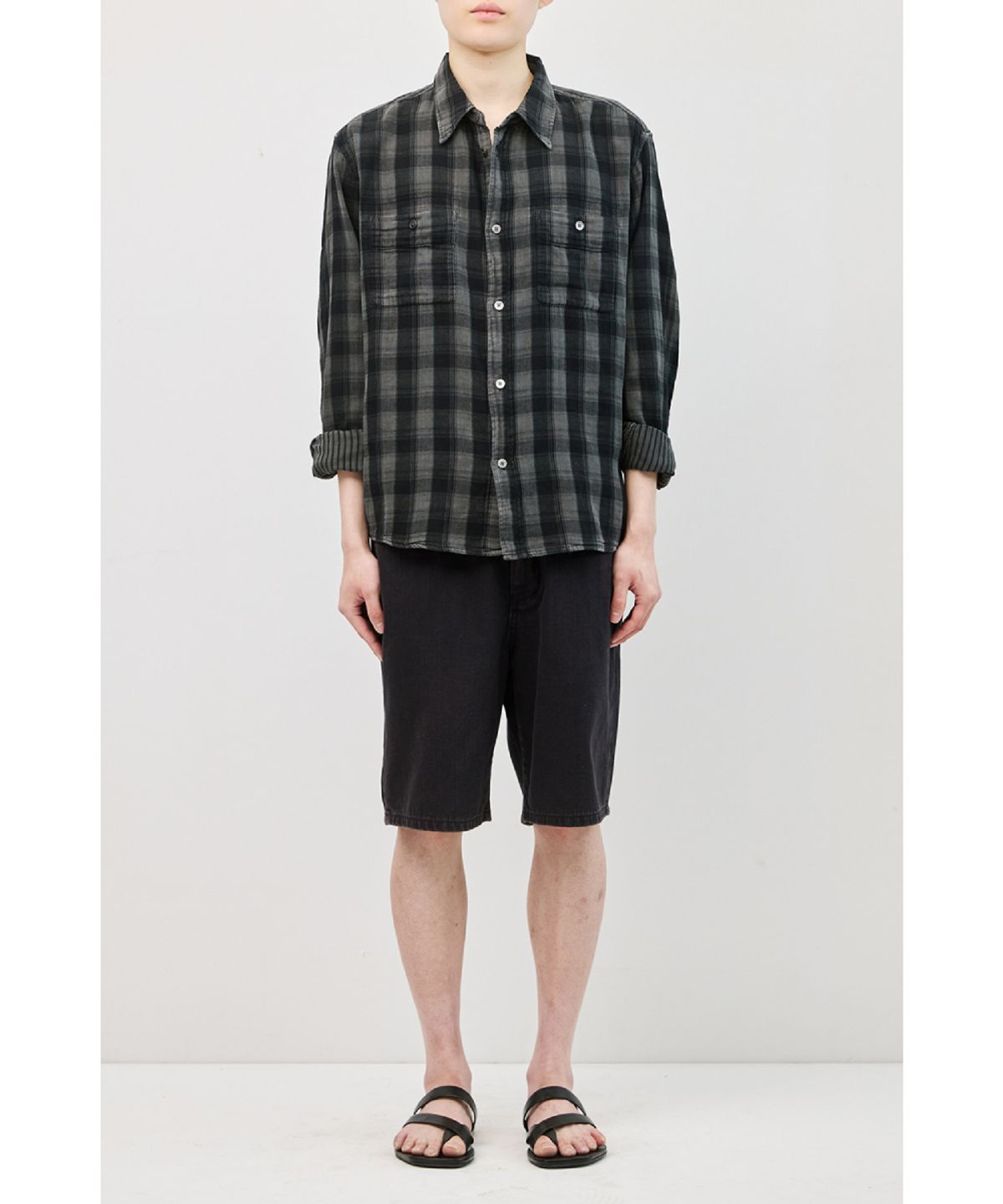 해칭룸(HATCHINGROOM) Bleached Shorts Dark Navy