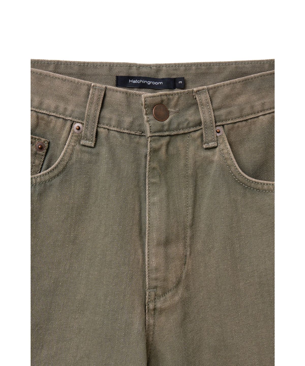 해칭룸(HATCHINGROOM) Bleached Shorts Olive