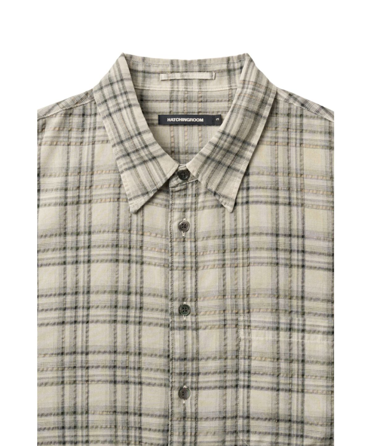 해칭룸(HATCHINGROOM) Arrow Shirt Over Dyed Check Butter
