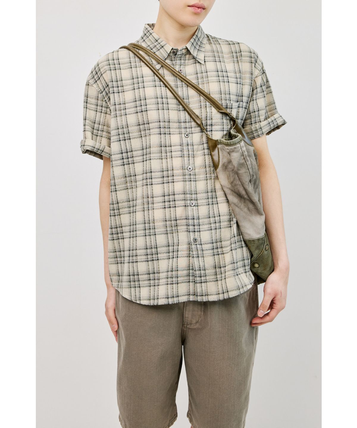 해칭룸(HATCHINGROOM) Arrow Shirt Over Dyed Check Butter