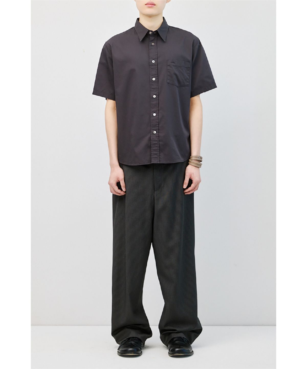해칭룸(HATCHINGROOM) Contrast Trousers Stripe Dark Grey