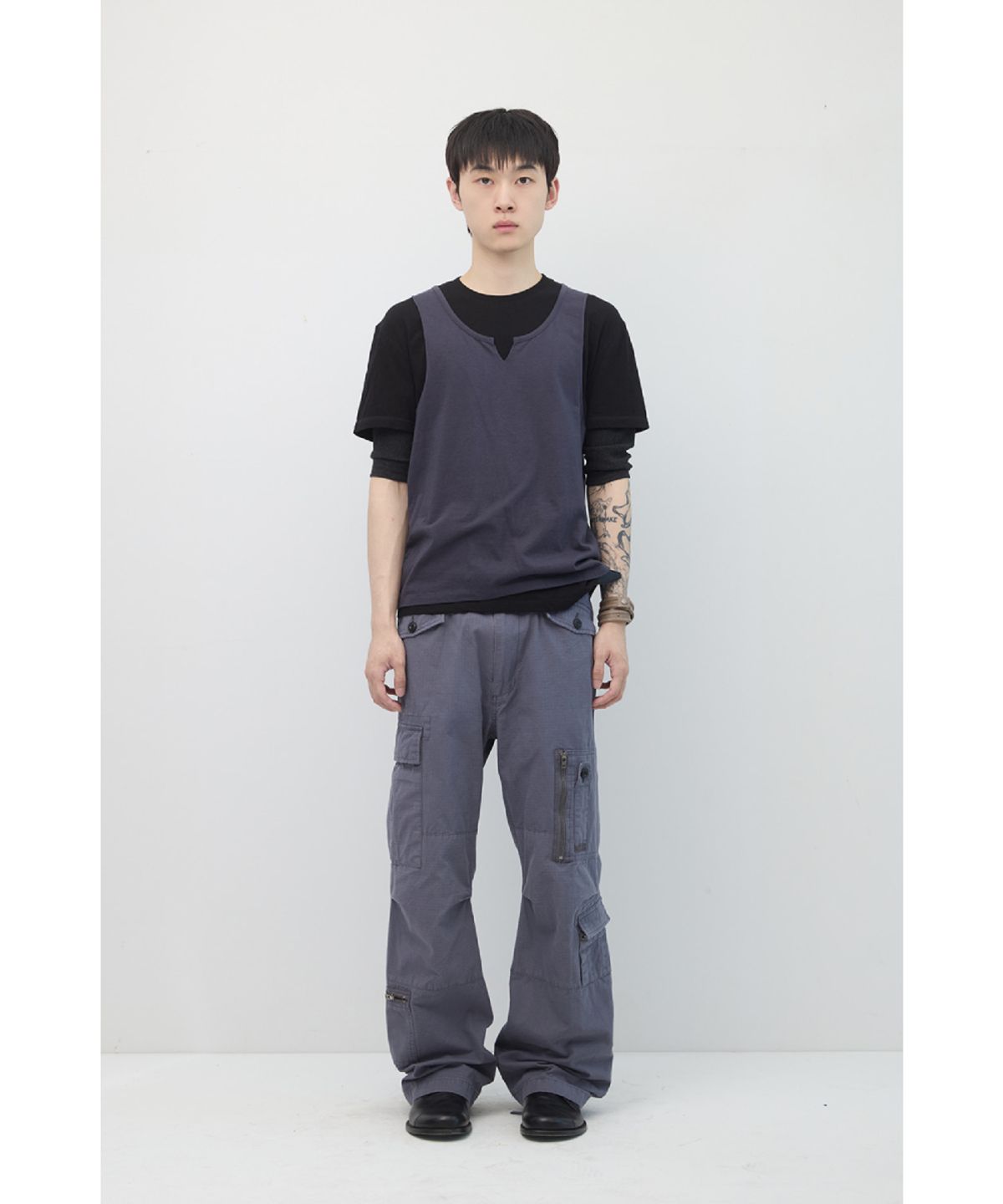 해칭룸(HATCHINGROOM) Multi Cargo Pants Blue Grey