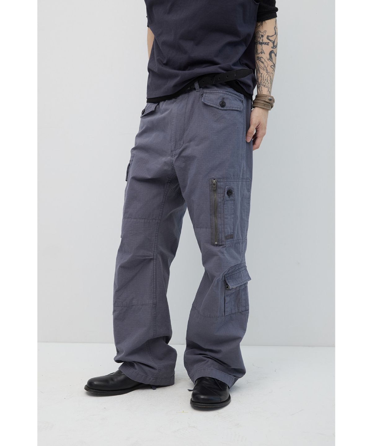 해칭룸(HATCHINGROOM) Multi Cargo Pants Blue Grey