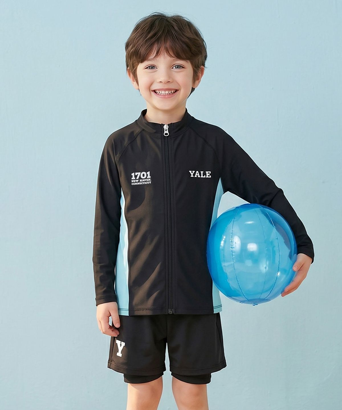 예일키즈(YALE KIDS) 클래식 집업 래쉬가드 셋업 A6M055