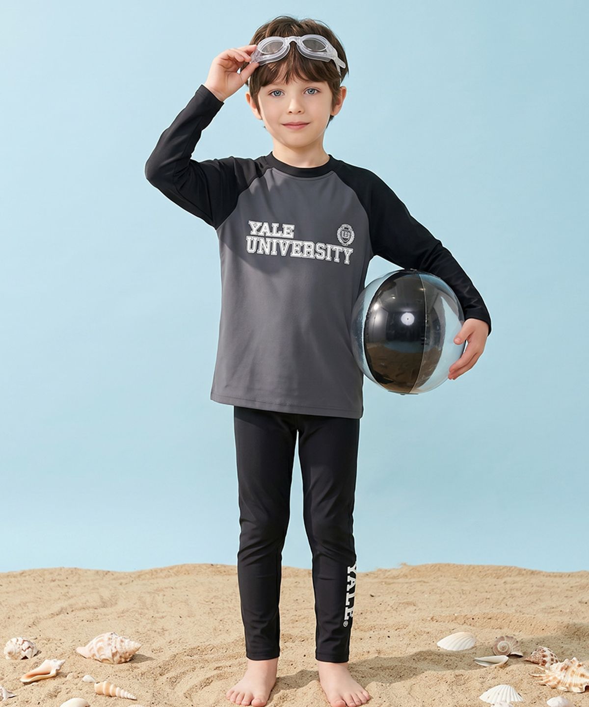 예일키즈(YALE KIDS) 듀얼컬러 래쉬가드 셋업 A6M059