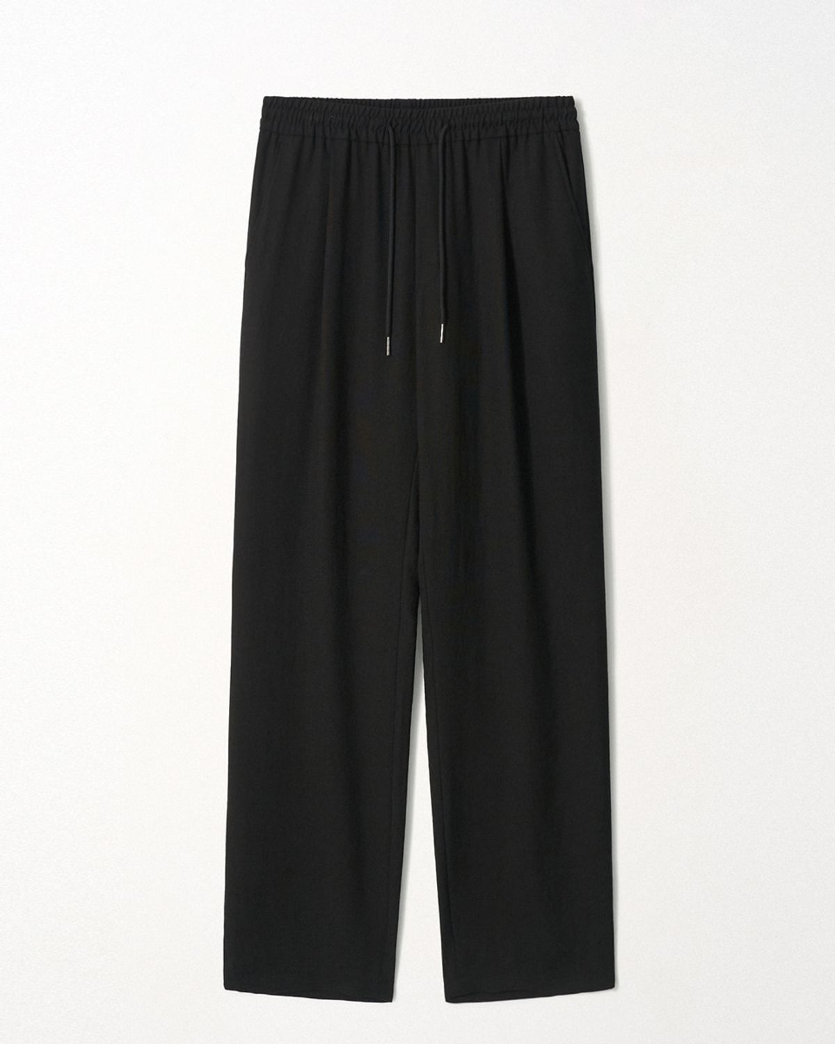 이지오(EZIO) Relaxed Pin-Tuck Wide Banding Pants_Balck