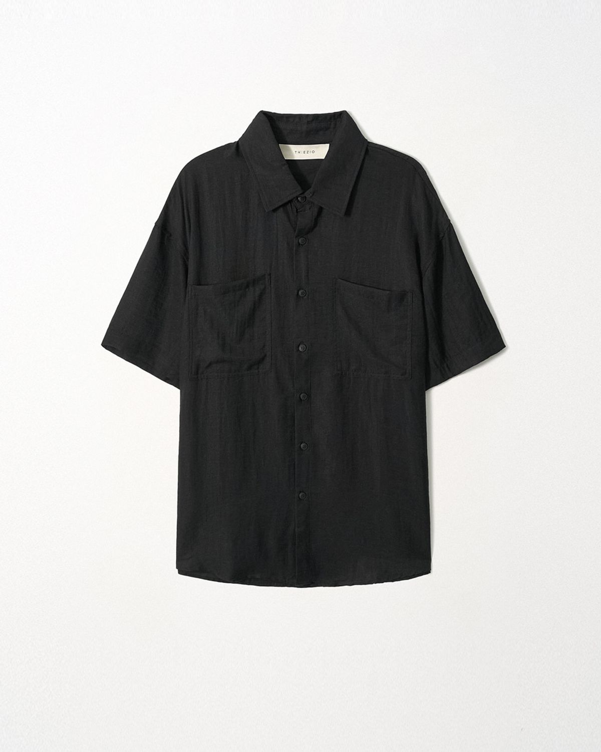 이지오(EZIO) Light Linen Pocket Shirt_Black