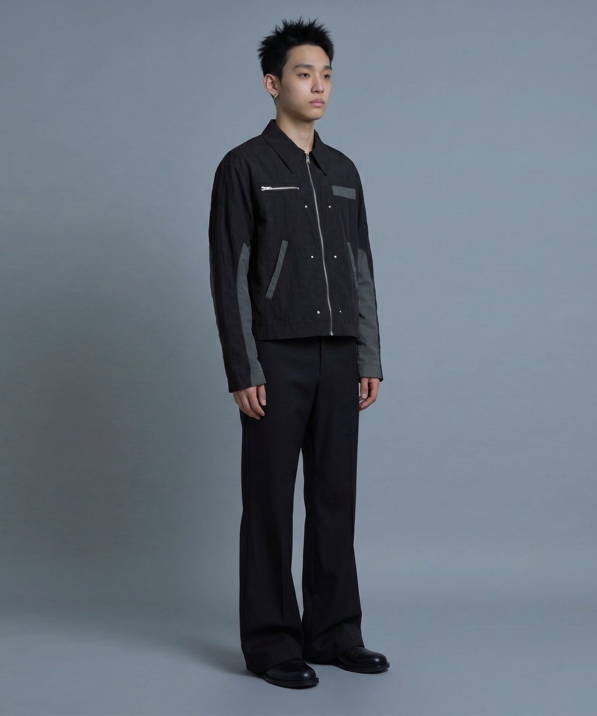 인어데이즈(INADAZE) 블랙 웨이브 믹스 자켓
