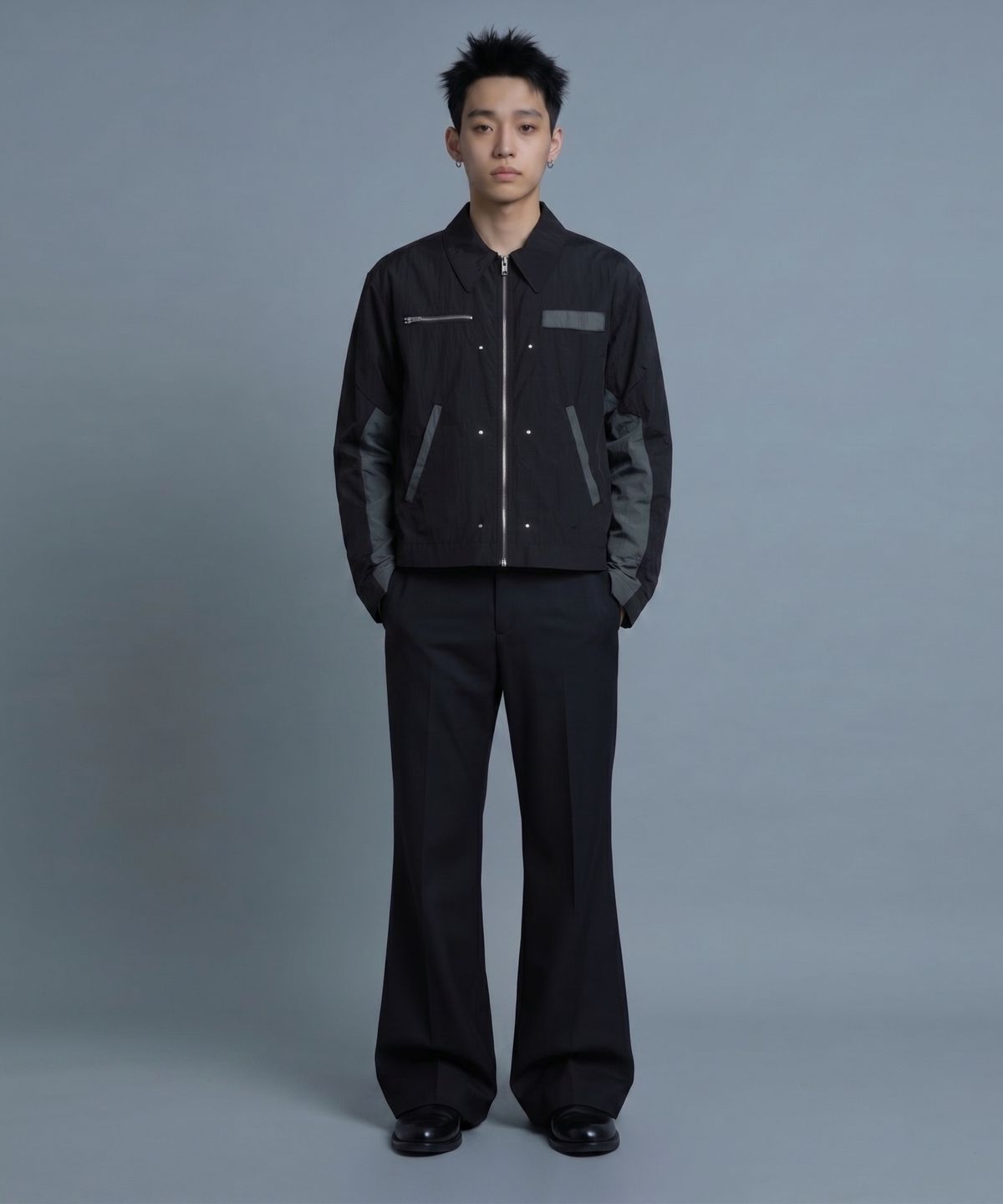 인어데이즈(INADAZE) 블랙 웨이브 믹스 자켓