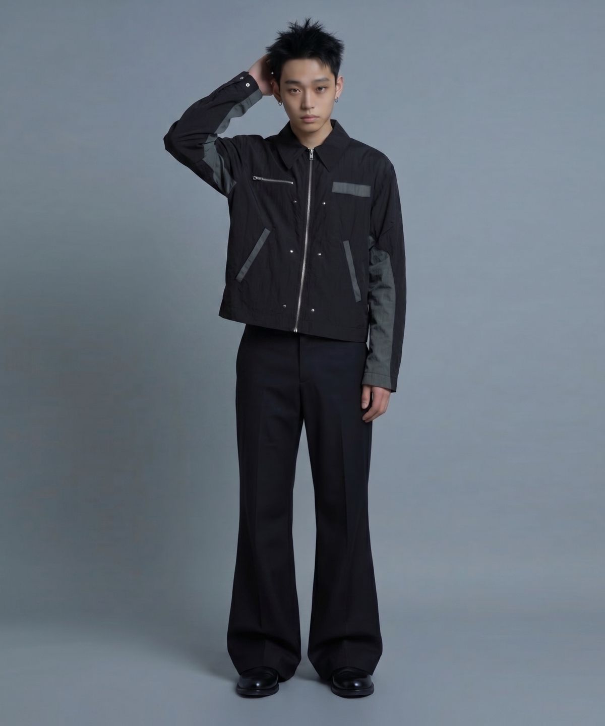 인어데이즈(INADAZE) 블랙 웨이브 믹스 자켓