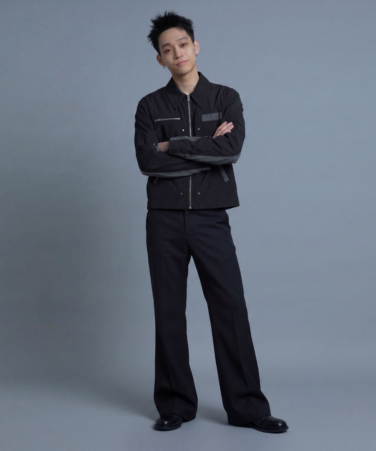 인어데이즈(INADAZE) 블랙 웨이브 믹스 자켓