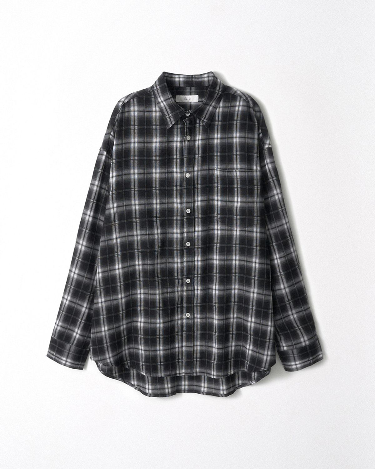 이지오(EZIO) Bold Check Linen Shirt_Black