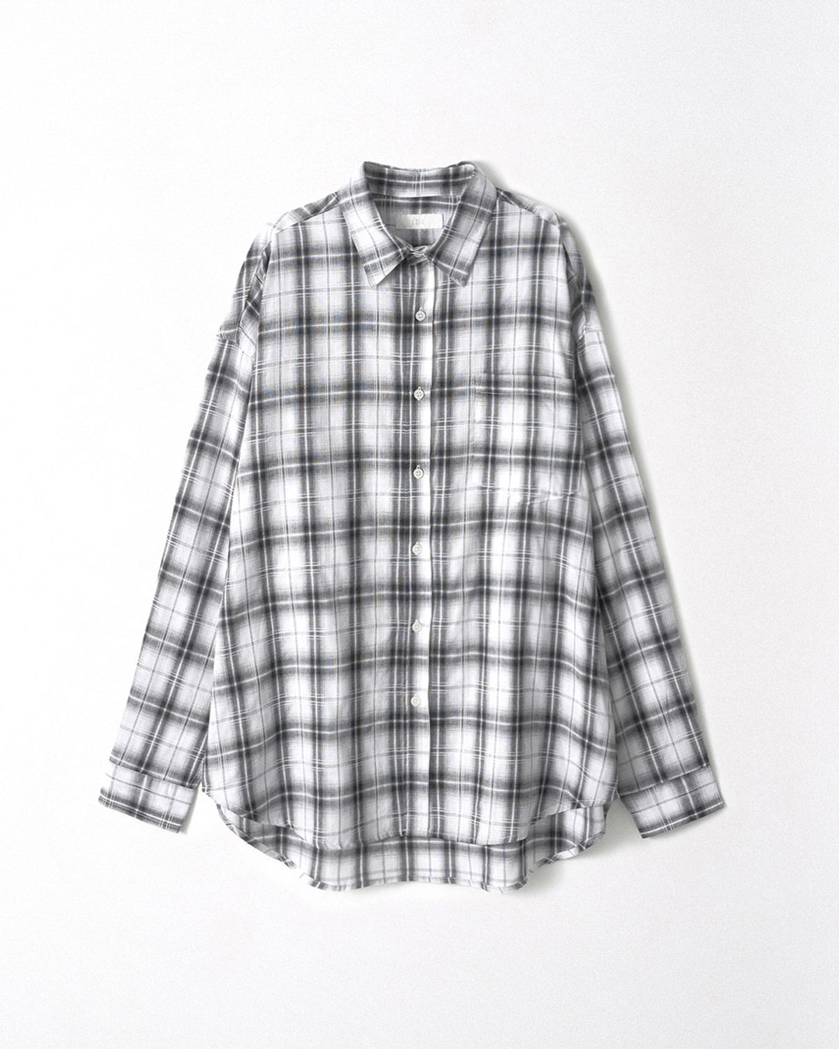 이지오(EZIO) Bold Check Linen Shirt_White