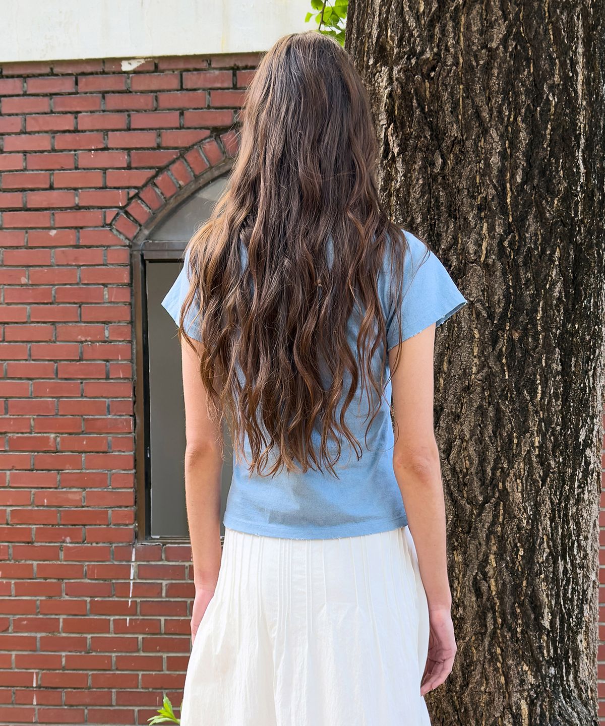 다이애그널(DIAGONAL) DAMAGED WASH TEE (blue)