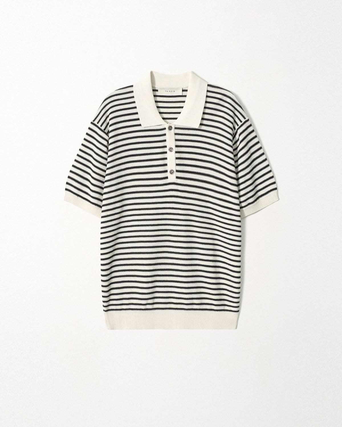 이지오(EZIO) Linen Stripe Polo Knit_Ivory