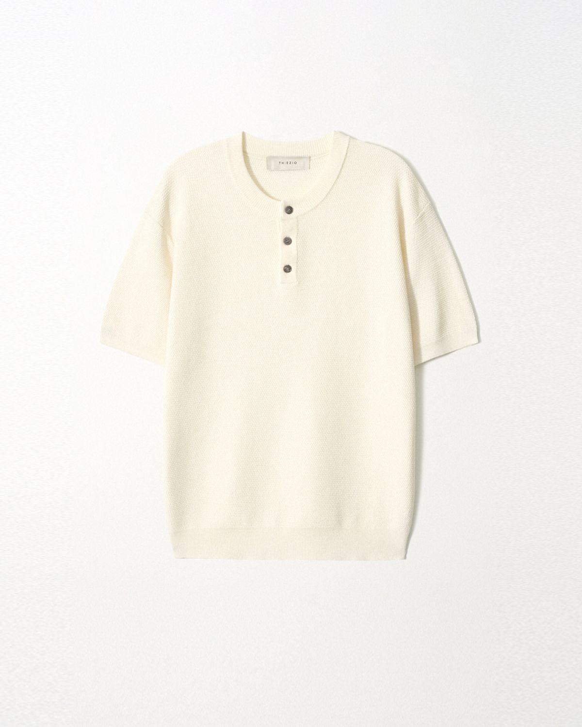 이지오(EZIO) Textured Linen Henley Knit_Ivory