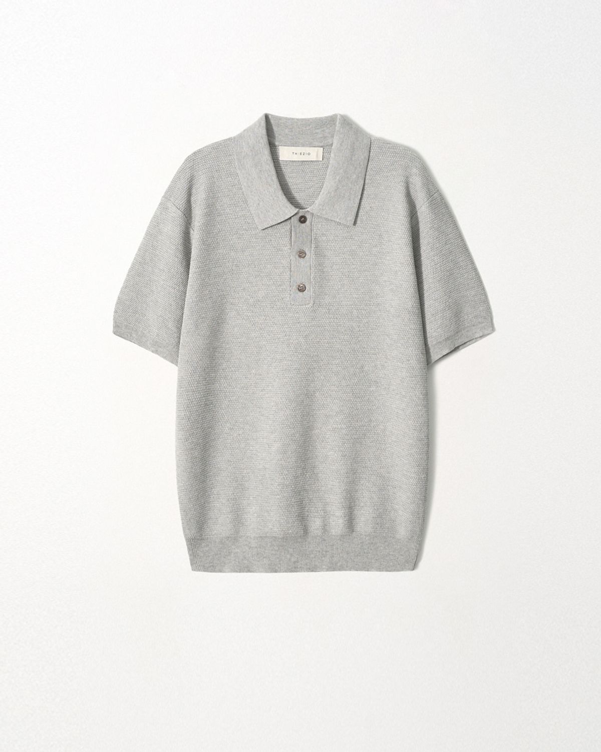 이지오(EZIO) Textured Collar Knit_Melange Grey